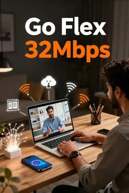 GoInternet Go Flex 32Mbps - Powered by Logon Broadband - Jazz FTTH Package Karachi, Lahore, Hyderabad, Multan
